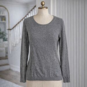 JONES+CO 100% Cashmere Grey Scoop Neck Long Sleeve Sweater Medium